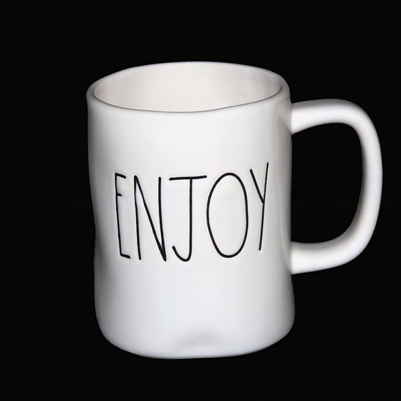 White Ceramic Mug with 'Enjoy' Text - Picture 1 of 4